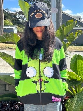 Invader Zim Reversible Hoodie Mens Size Medium Full Zip Sweater Rare